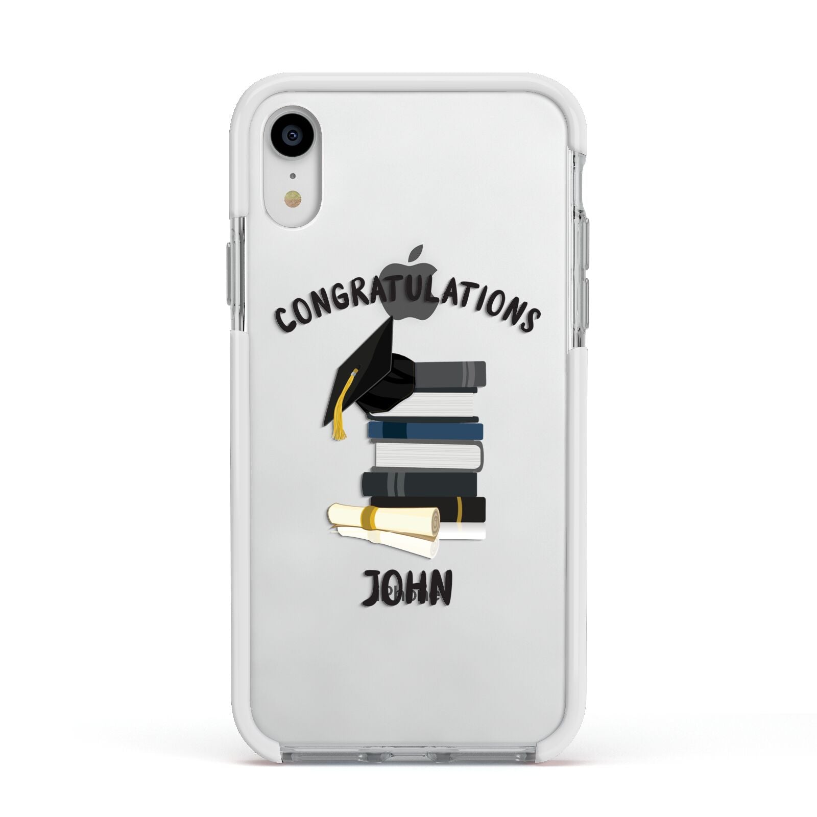 Congratulations Graduate Apple iPhone XR Impact Case White Edge on Silver Phone