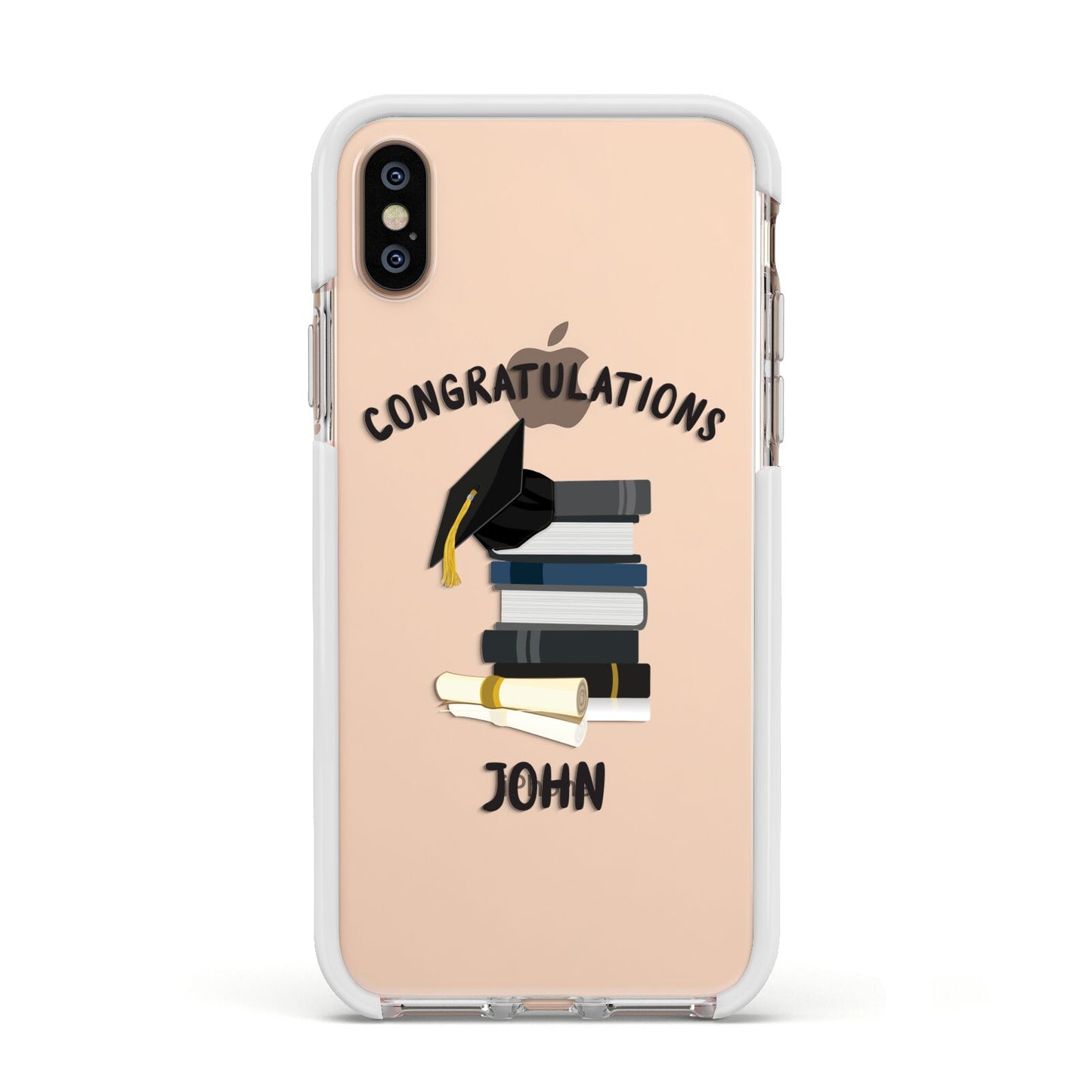 Congratulations Graduate Apple iPhone Xs Impact Case White Edge on Gold Phone