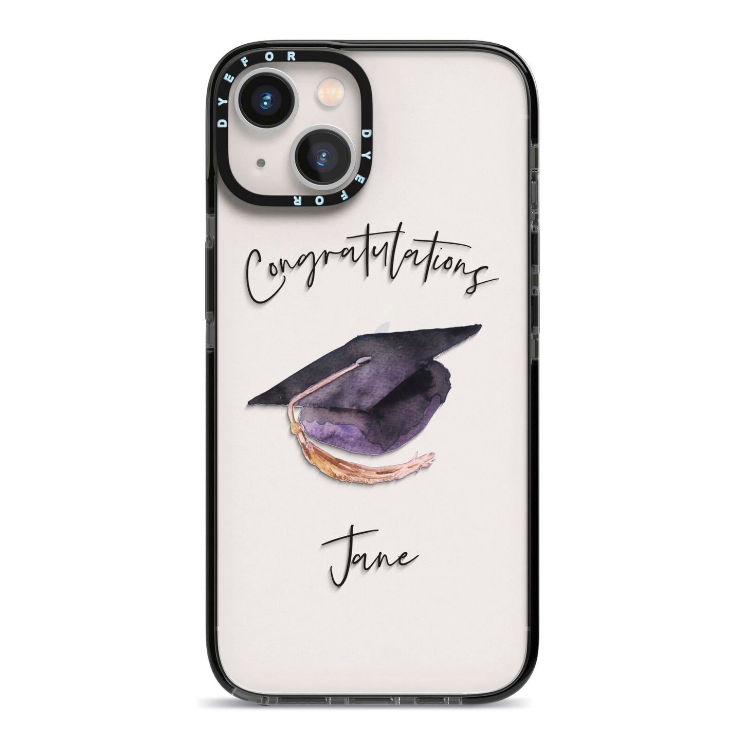 Congratulations Graduate Custom iPhone 13 Black Impact Case on Silver phone