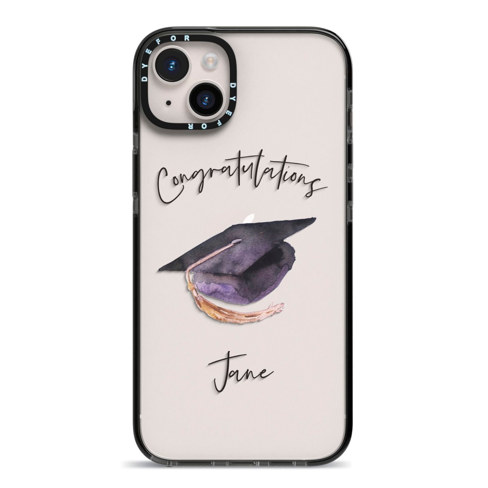 Congratulations Graduate Custom iPhone 14 Plus Black Impact Case on Silver phone