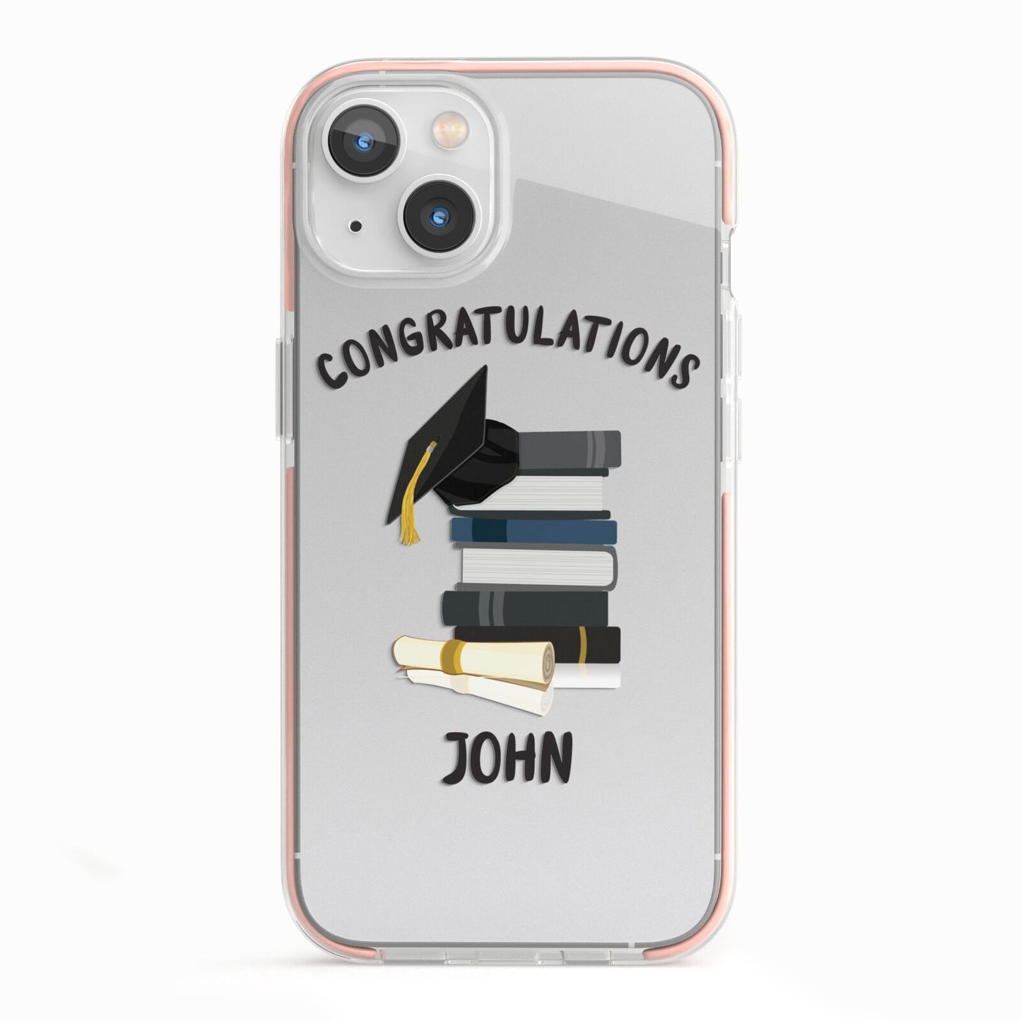 Congratulations Graduate iPhone 13 TPU Impact Case with Pink Edges