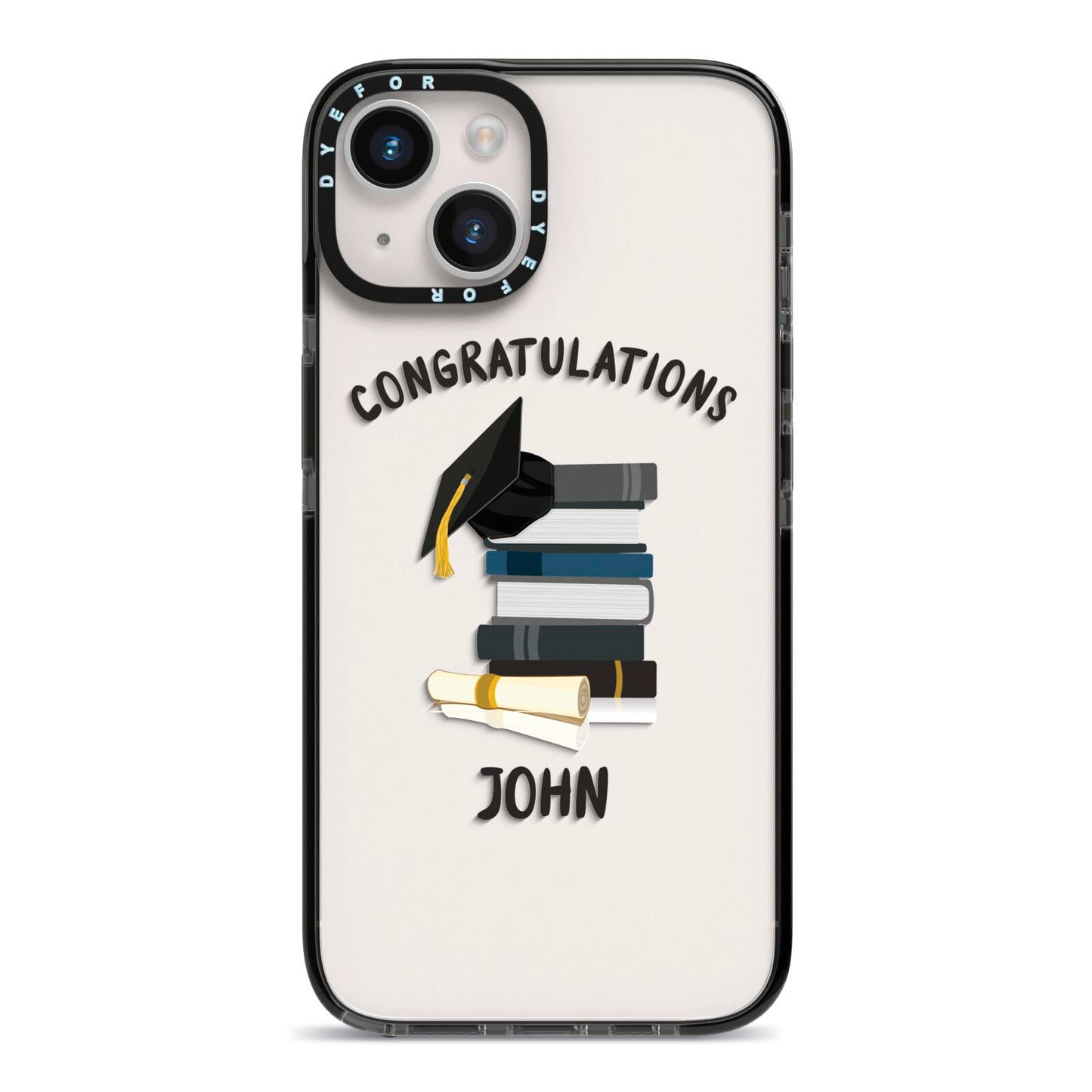 Congratulations Graduate iPhone 14 Black Impact Case on Silver phone