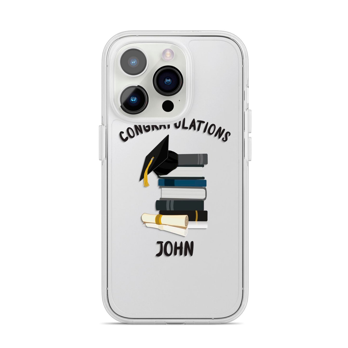 Congratulations Graduate iPhone 14 Pro Clear Tough Case Silver