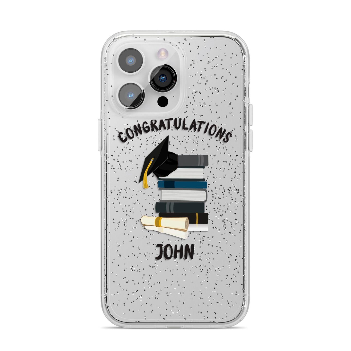 Congratulations Graduate iPhone 14 Pro Max Glitter Tough Case Silver