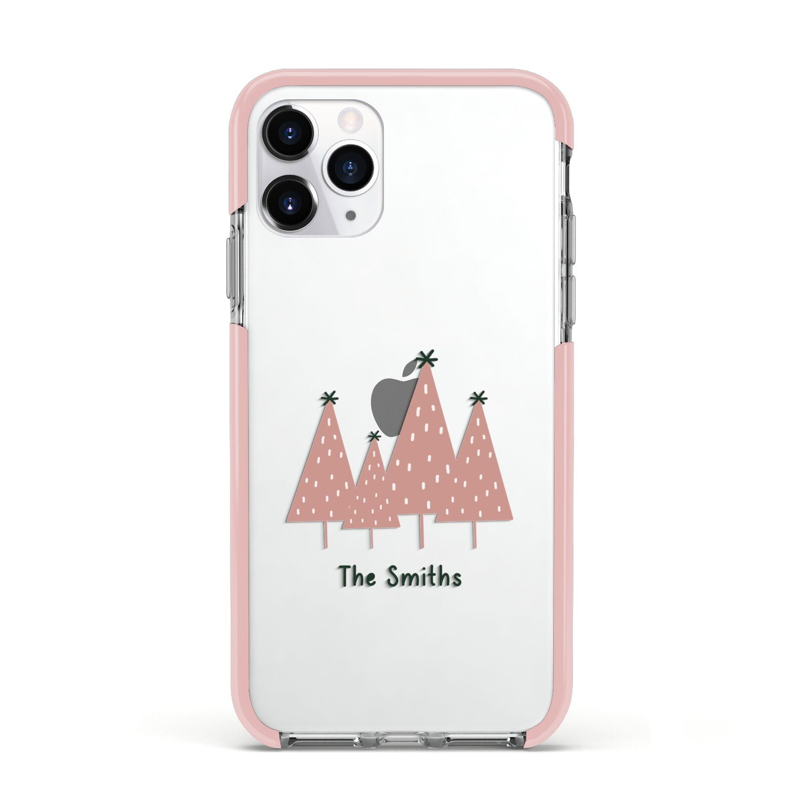 Contemporary Christmas Personalised Apple iPhone 11 Pro in Silver with Pink Impact Case