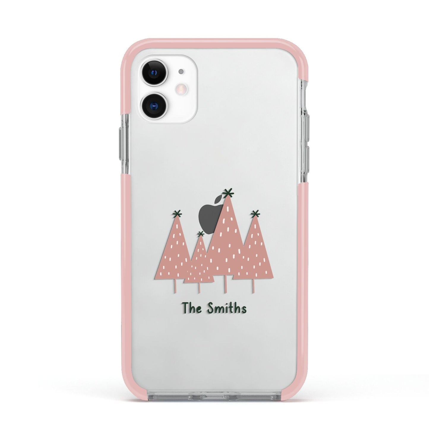 Contemporary Christmas Personalised Apple iPhone 11 in White with Pink Impact Case