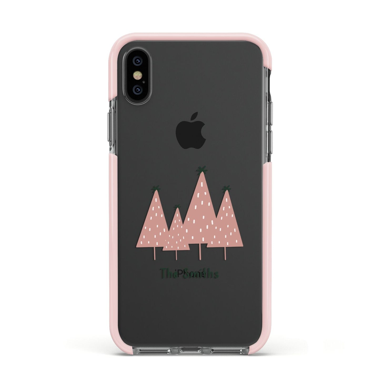 Contemporary Christmas Personalised Apple iPhone Xs Impact Case Pink Edge on Black Phone