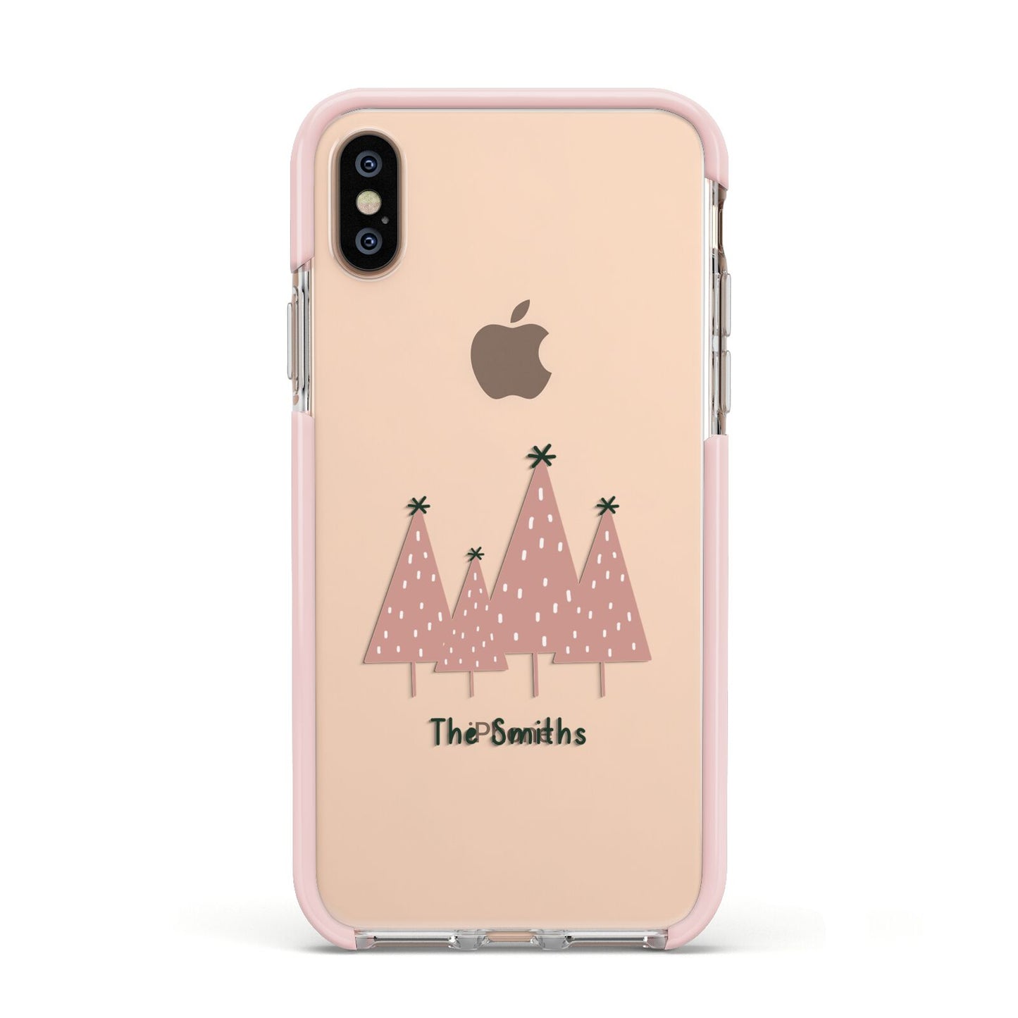 Contemporary Christmas Personalised Apple iPhone Xs Impact Case Pink Edge on Gold Phone