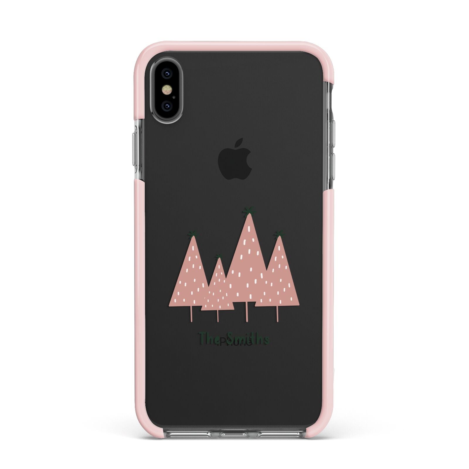 Contemporary Christmas Personalised Apple iPhone Xs Max Impact Case Pink Edge on Black Phone