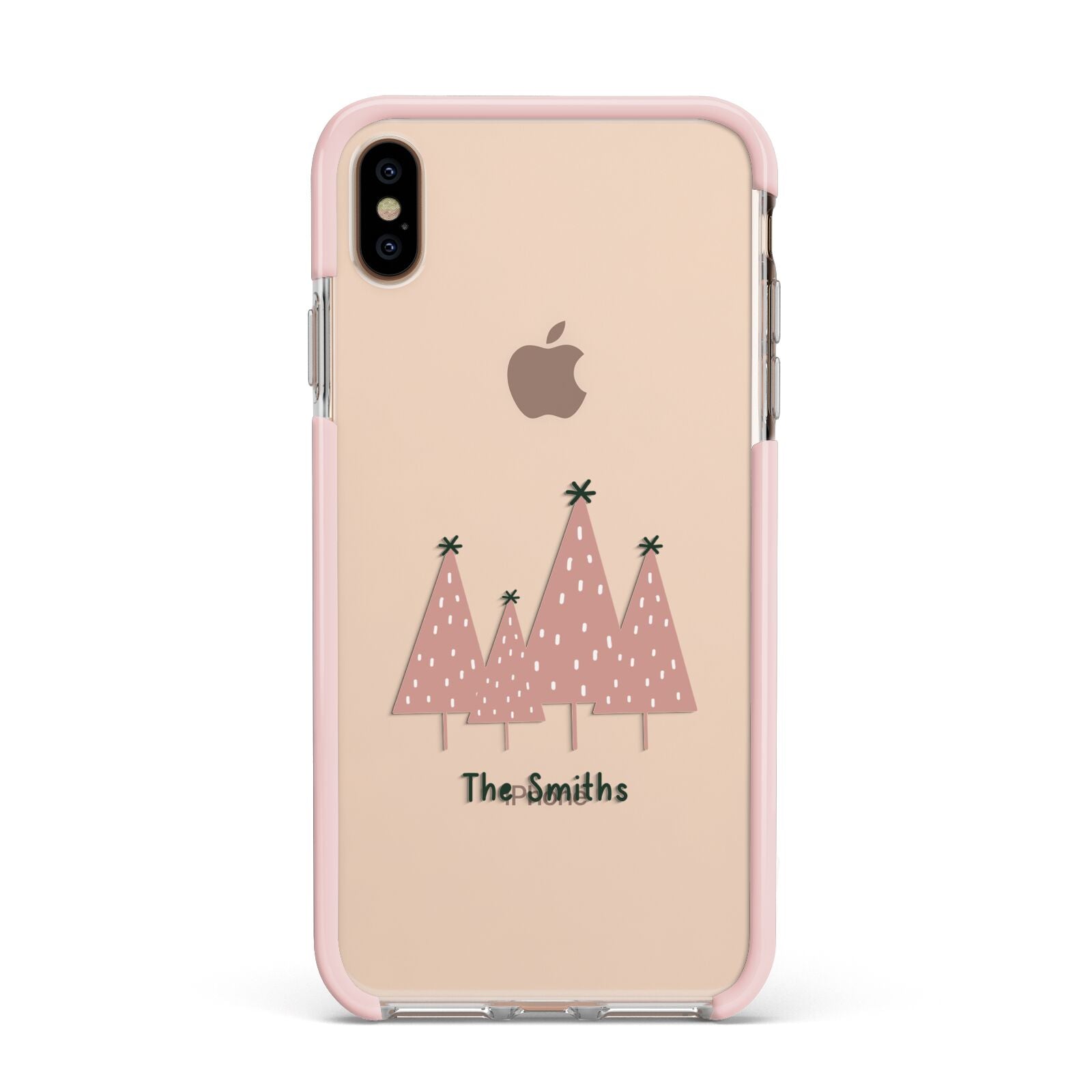 Contemporary Christmas Personalised Apple iPhone Xs Max Impact Case Pink Edge on Gold Phone