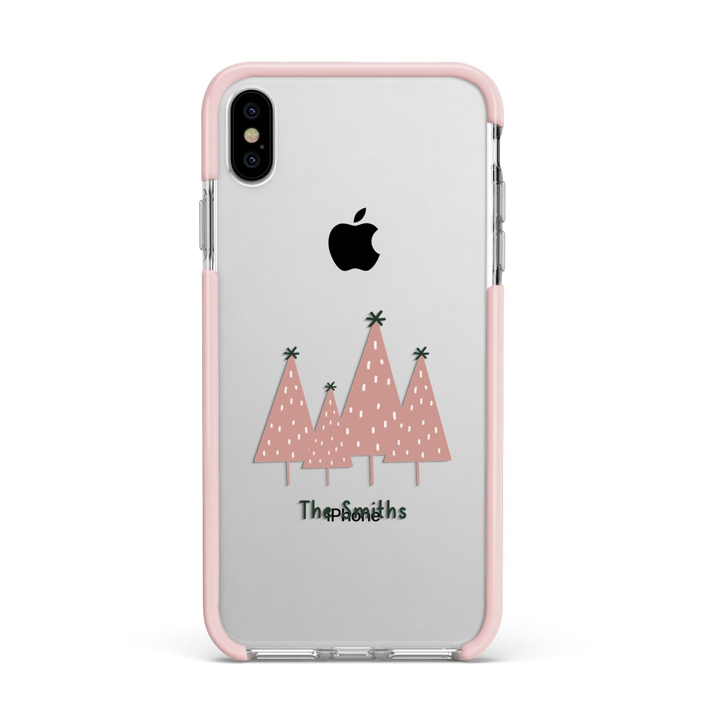 Contemporary Christmas Personalised Apple iPhone Xs Max Impact Case Pink Edge on Silver Phone