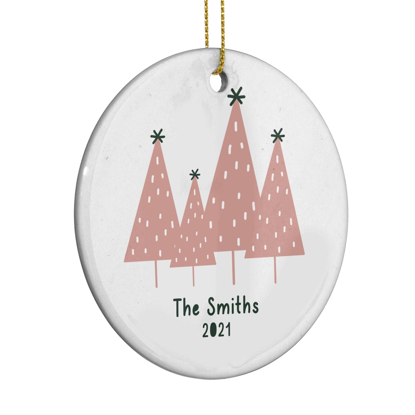Contemporary Christmas Personalised Circle Decoration Side Angle