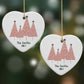 Contemporary Christmas Personalised Heart Decoration on Christmas Background