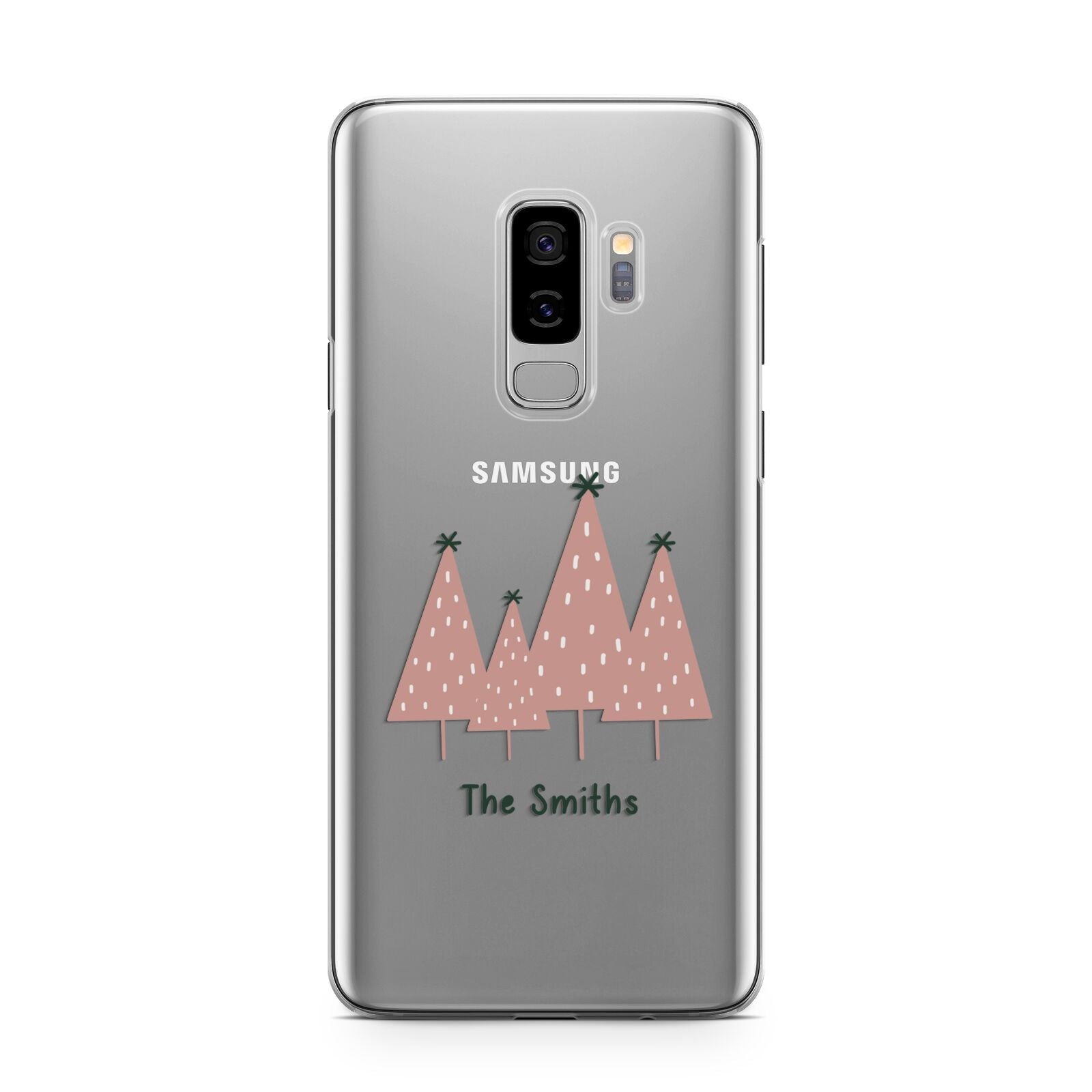 Contemporary Christmas Personalised Samsung Galaxy S9 Plus Case on Silver phone