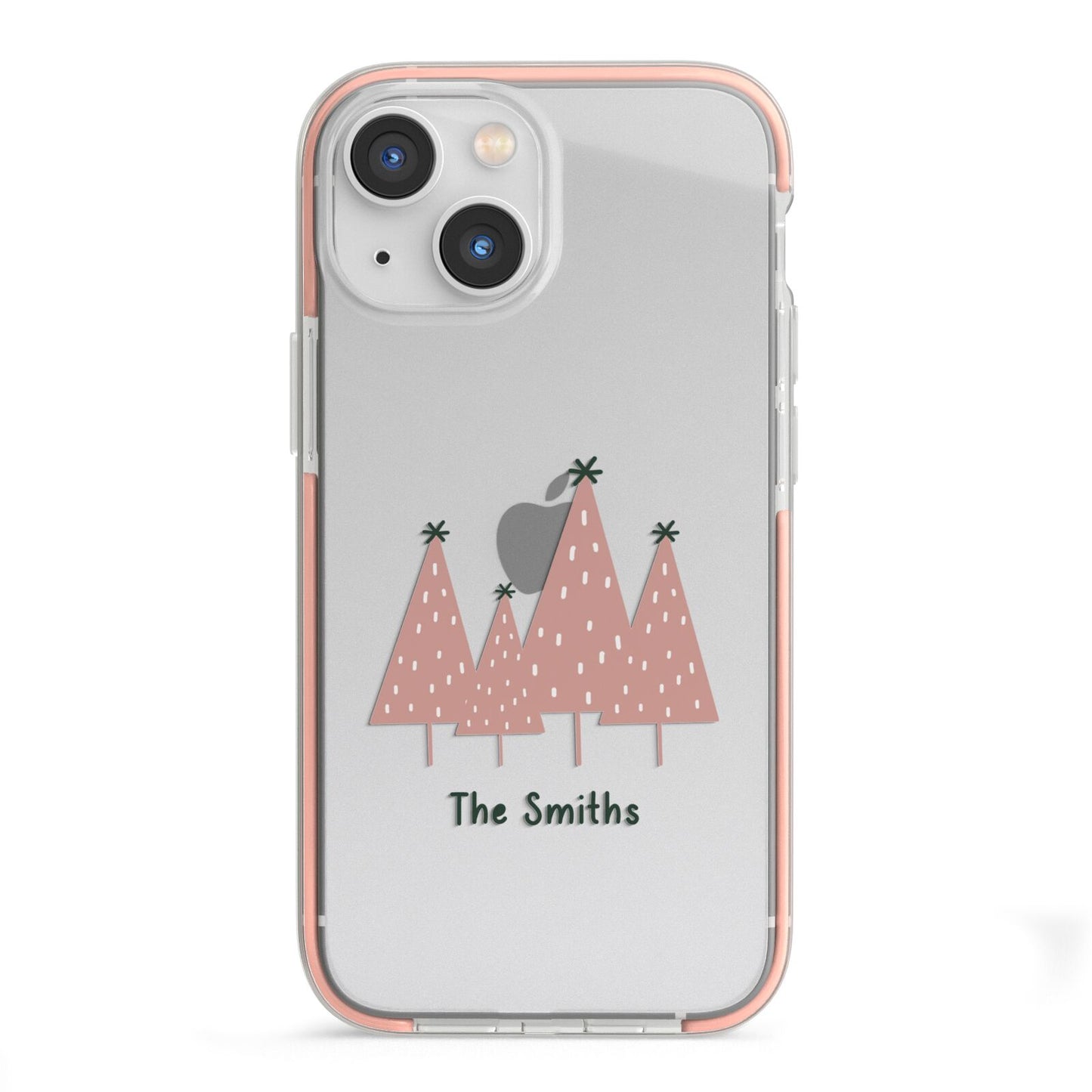 Contemporary Christmas Personalised iPhone 13 Mini TPU Impact Case with Pink Edges