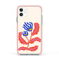 Contemporary Floral Apple iPhone 11 in White with Pink Impact Case