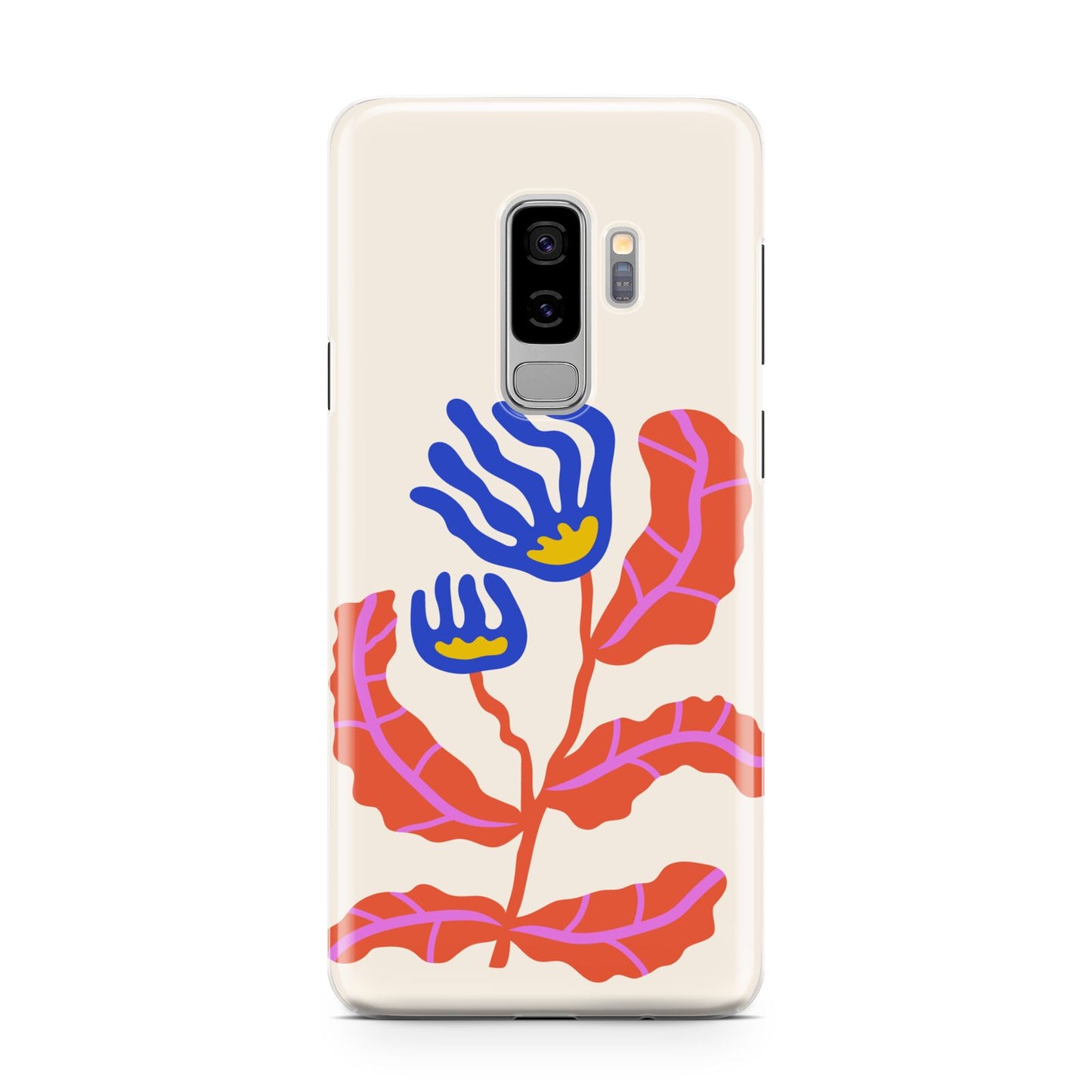Contemporary Floral Samsung Galaxy S9 Plus Case on Silver phone