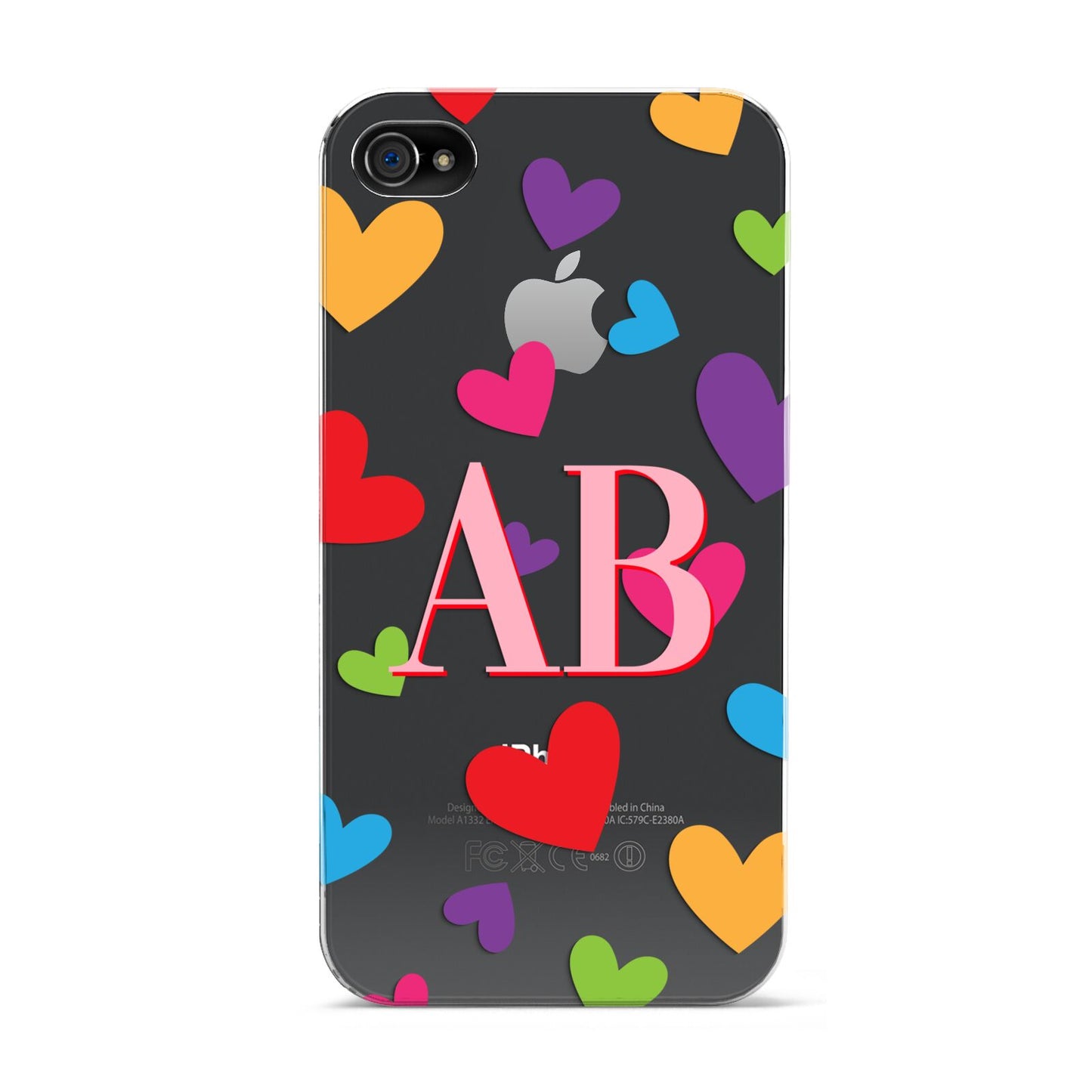 Contrast Initials Heart Print Apple iPhone 4s Case