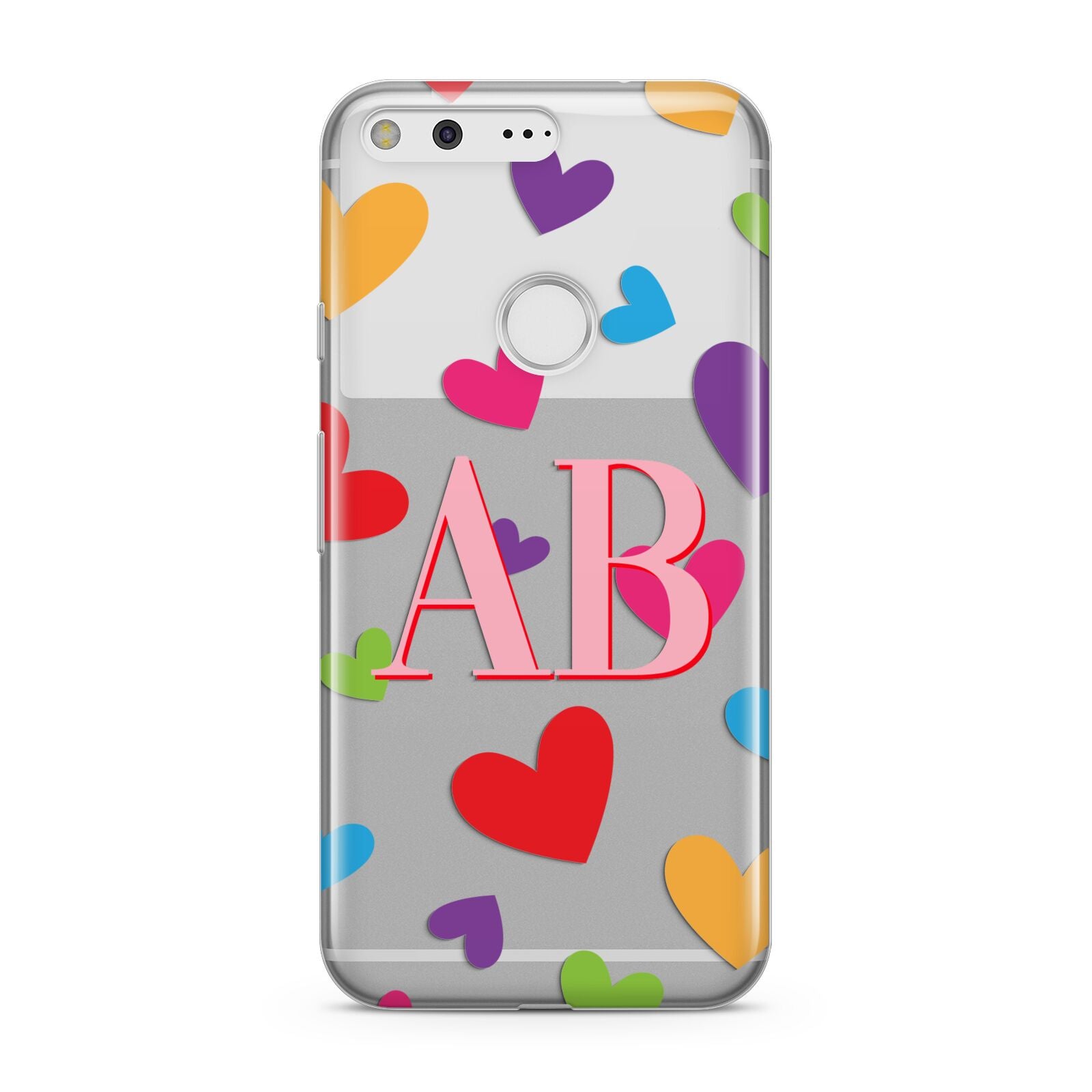 Contrast Initials Heart Print Google Pixel Case