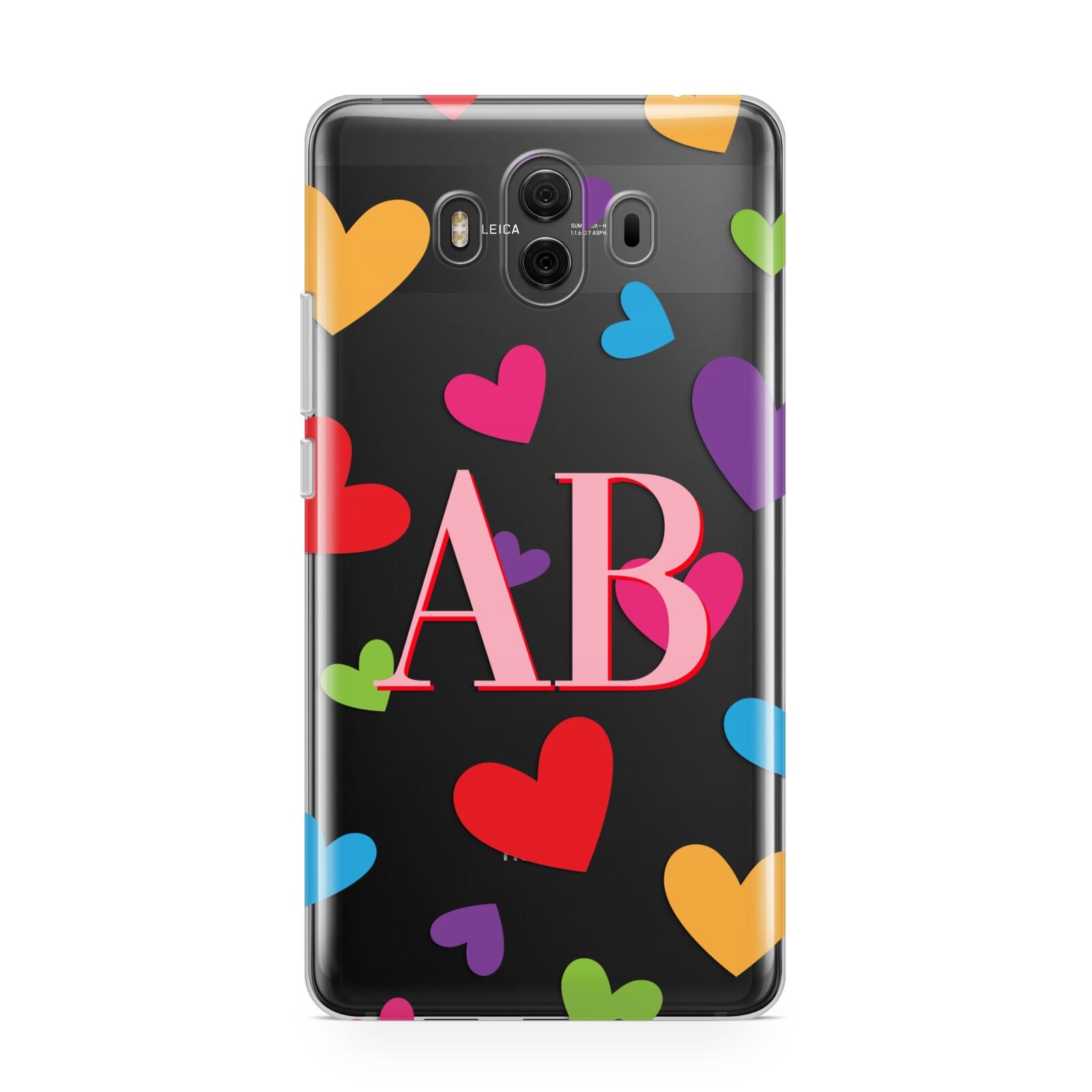 Contrast Initials Heart Print Huawei Mate 10 Protective Phone Case