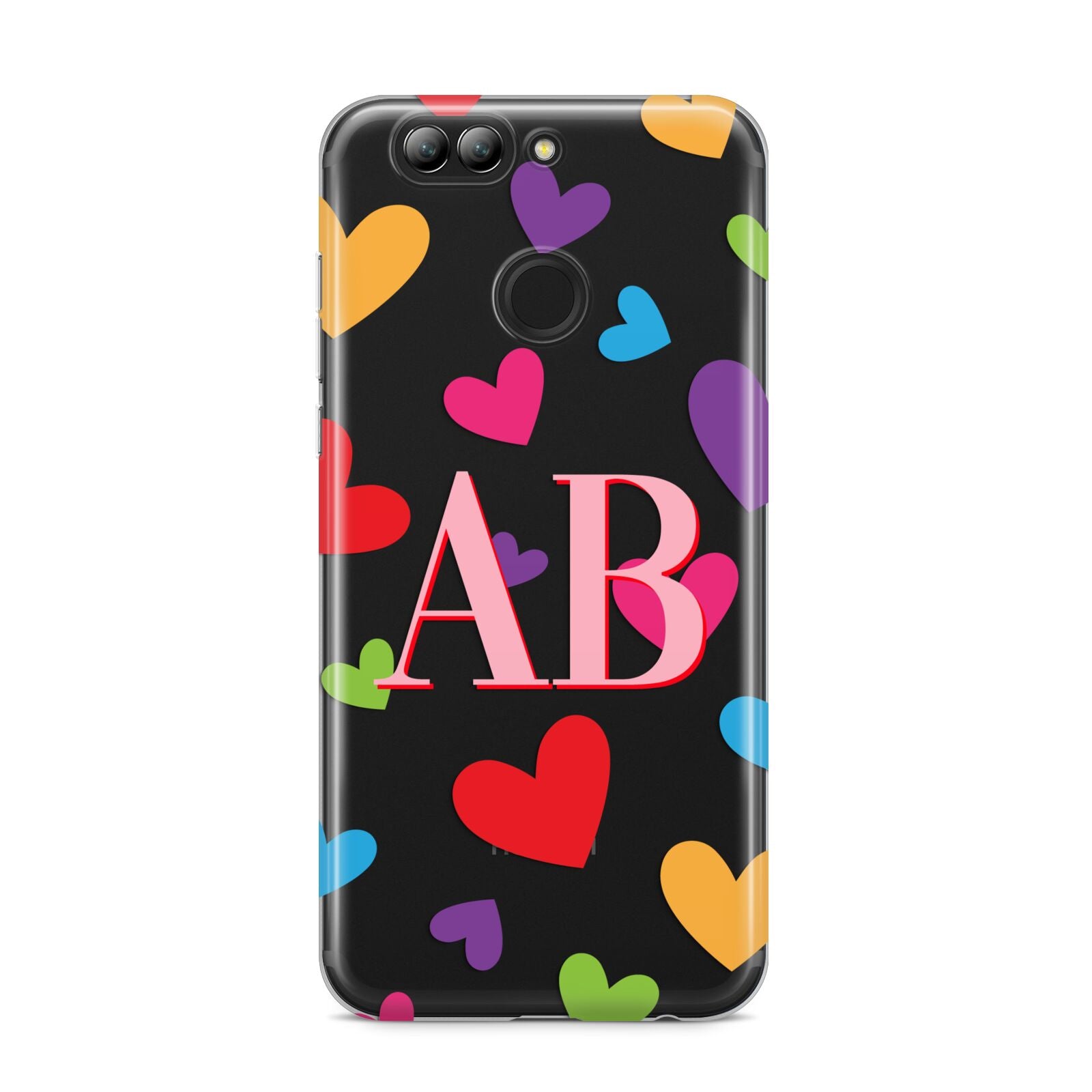 Contrast Initials Heart Print Huawei Nova 2s Phone Case