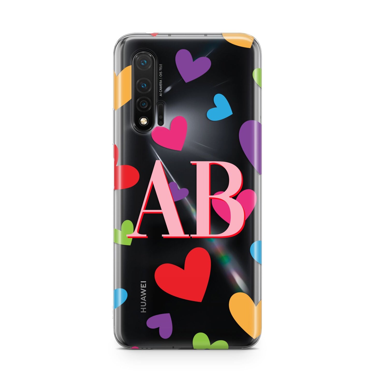 Contrast Initials Heart Print Huawei Nova 6 Phone Case