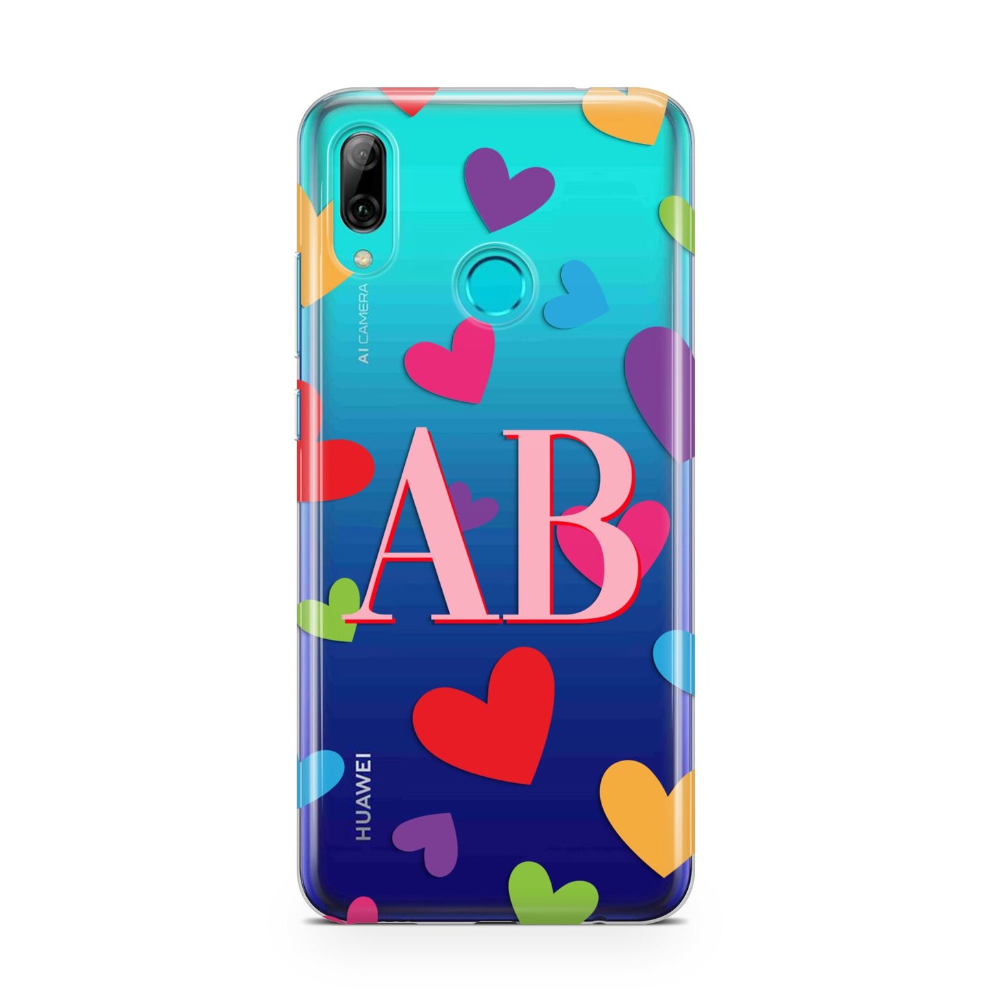 Contrast Initials Heart Print Huawei P Smart 2019 Case