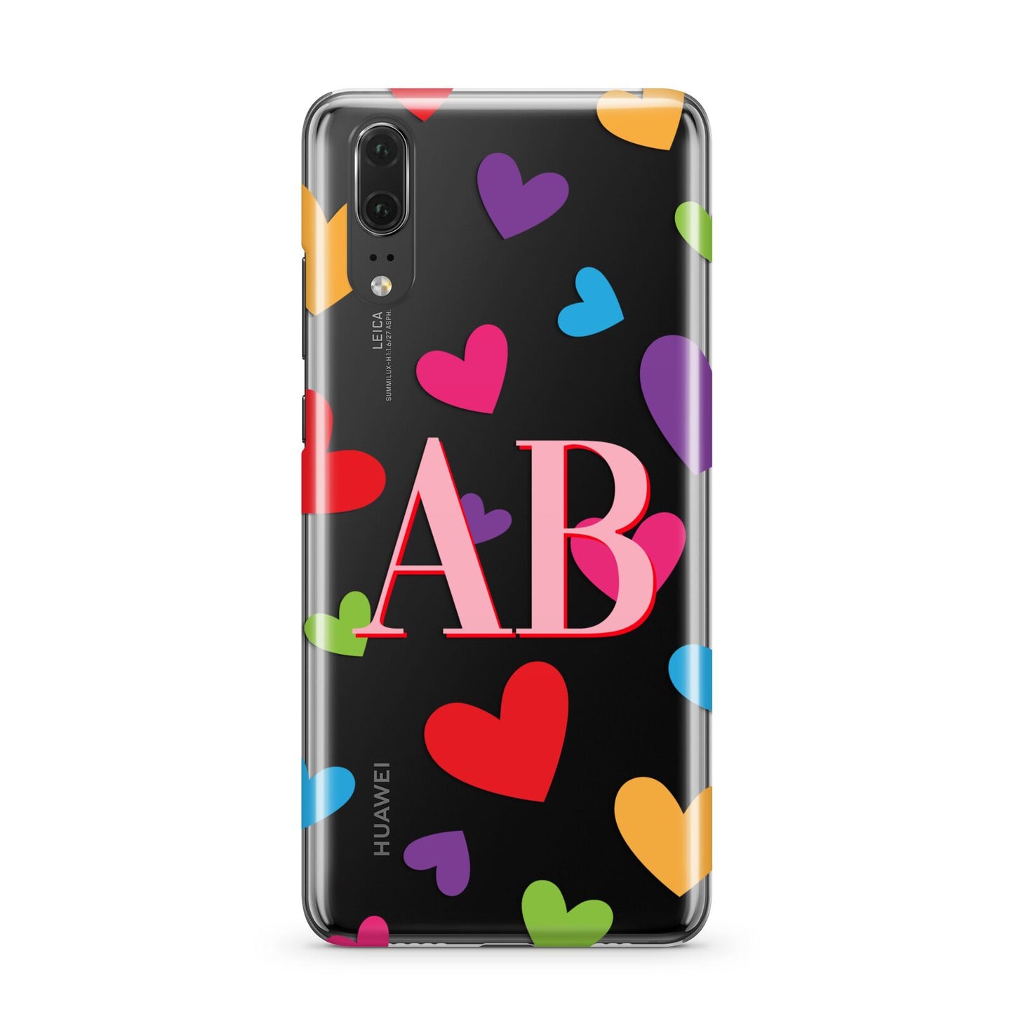 Contrast Initials Heart Print Huawei P20 Phone Case