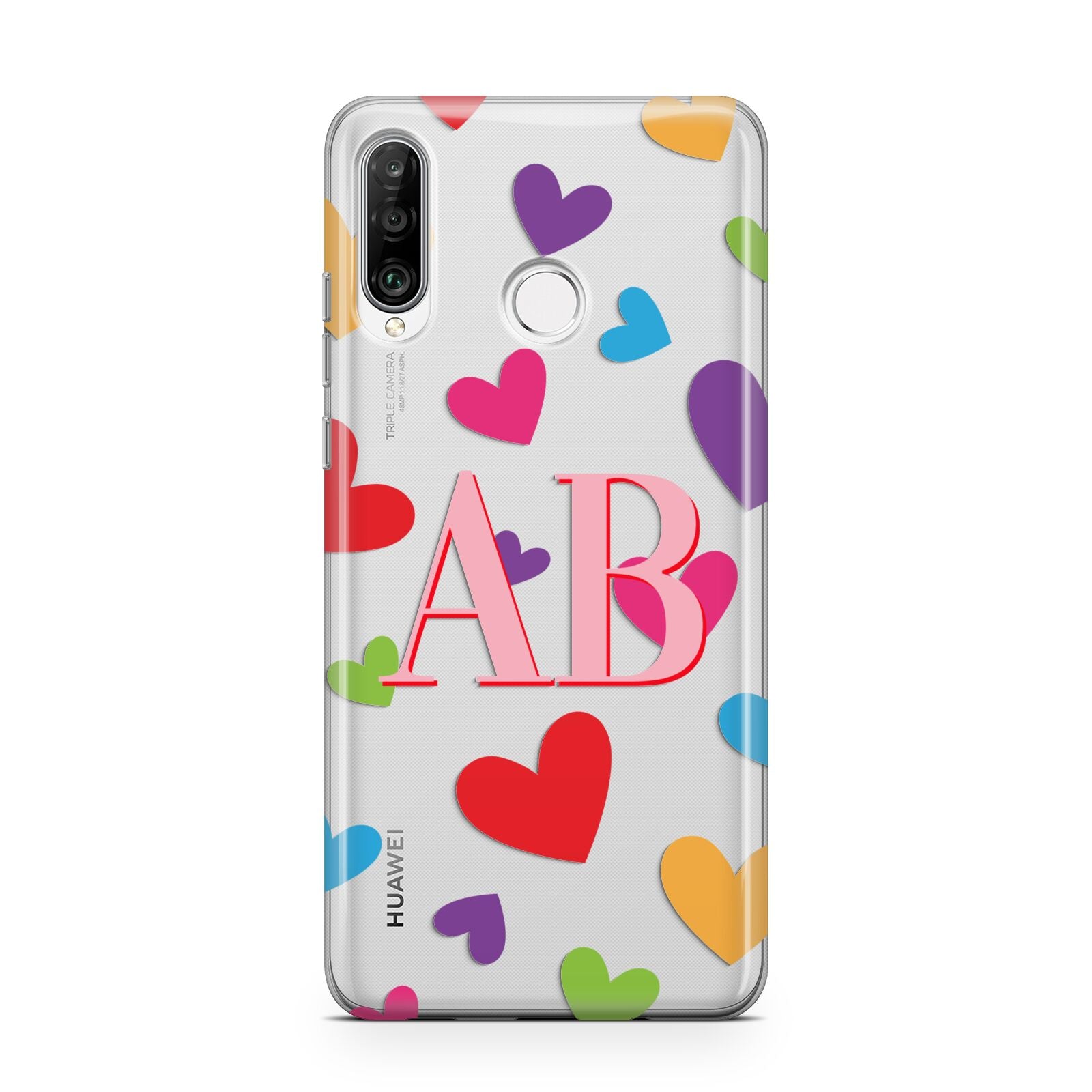 Contrast Initials Heart Print Huawei P30 Lite Phone Case