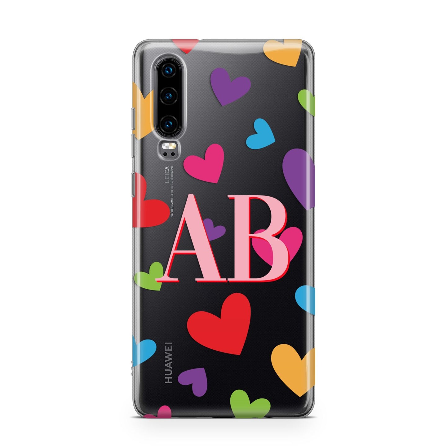 Contrast Initials Heart Print Huawei P30 Phone Case