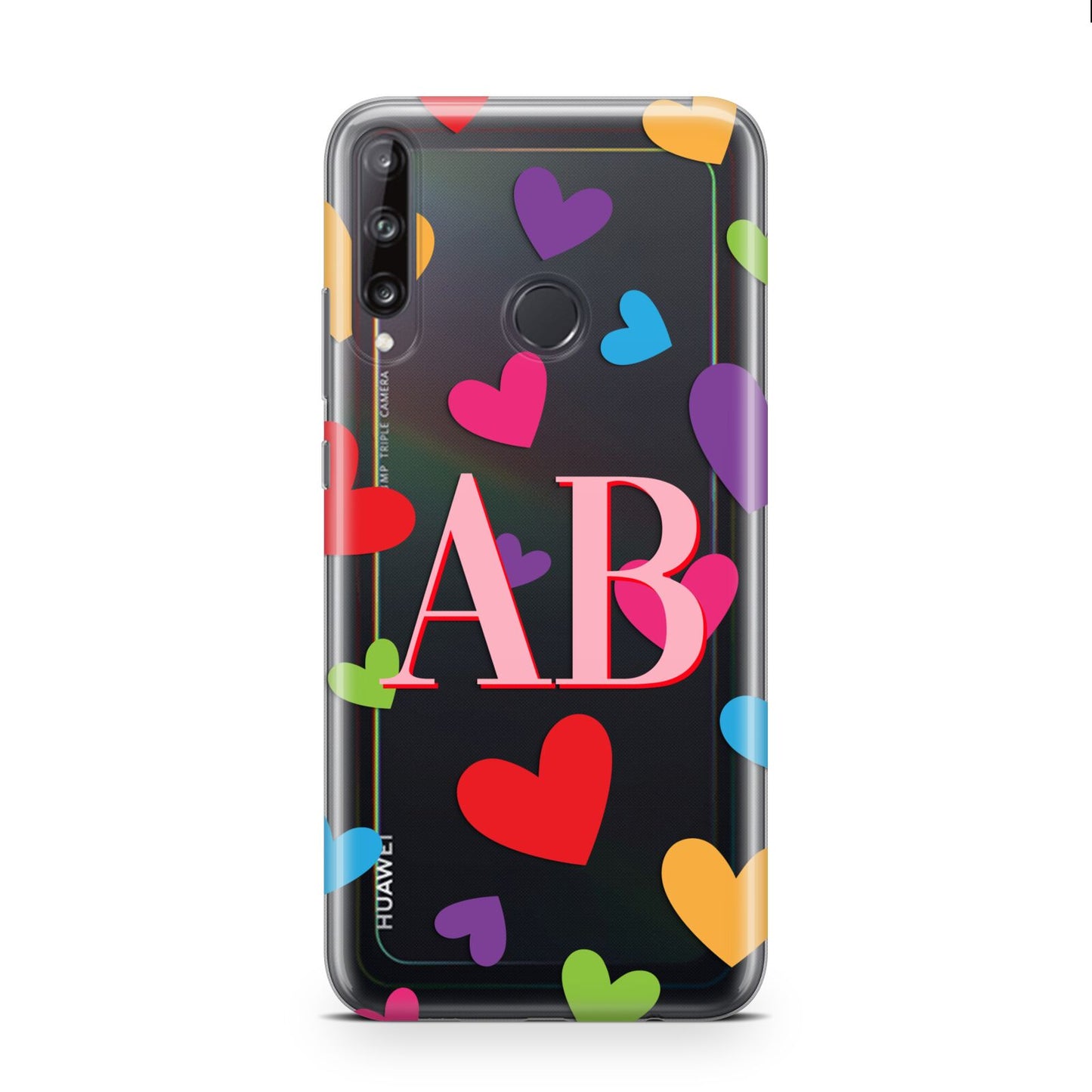 Contrast Initials Heart Print Huawei P40 Lite E Phone Case