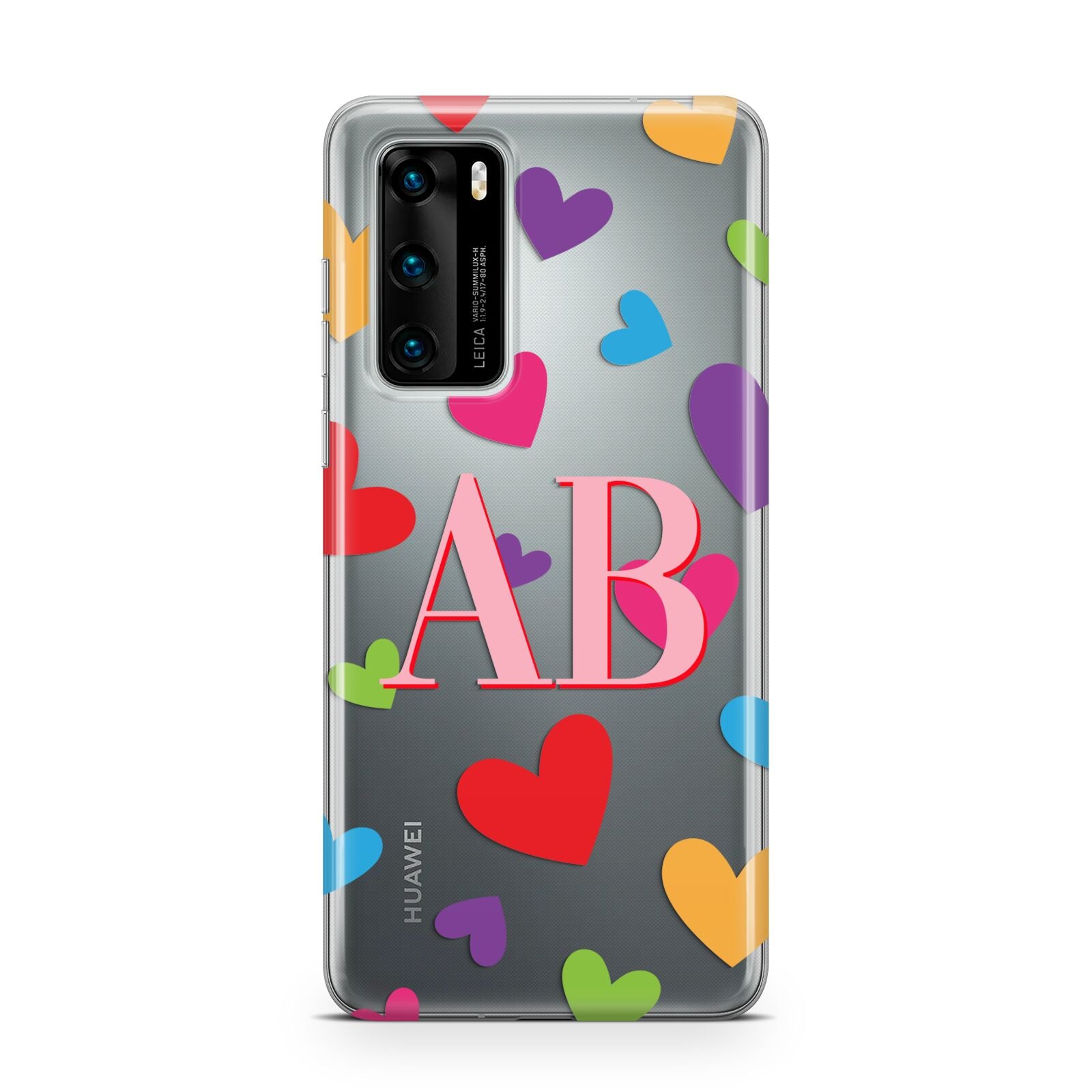 Contrast Initials Heart Print Huawei P40 Phone Case