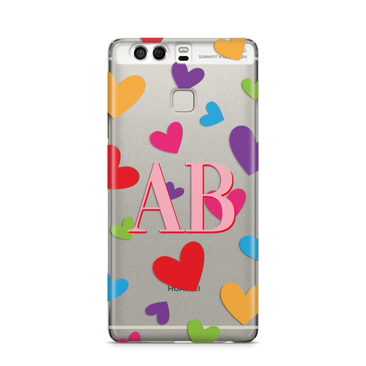 Contrast Initials Heart Print Huawei P9 Case