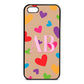 Contrast Initials Heart Print Nude Pebble Leather iPhone 5 Case