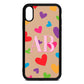 Contrast Initials Heart Print Nude Pebble Leather iPhone Xr Case