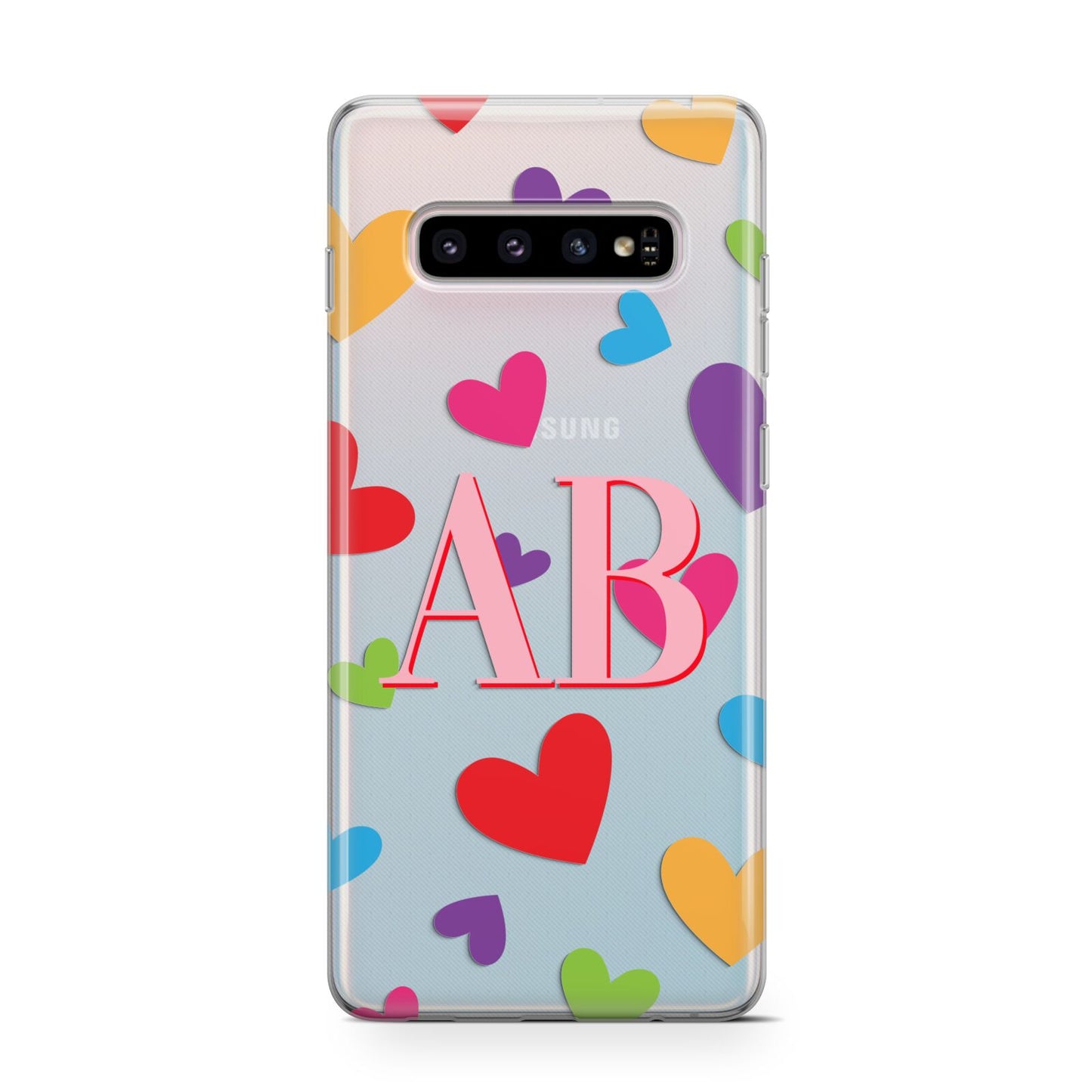 Contrast Initials Heart Print Protective Samsung Galaxy Case