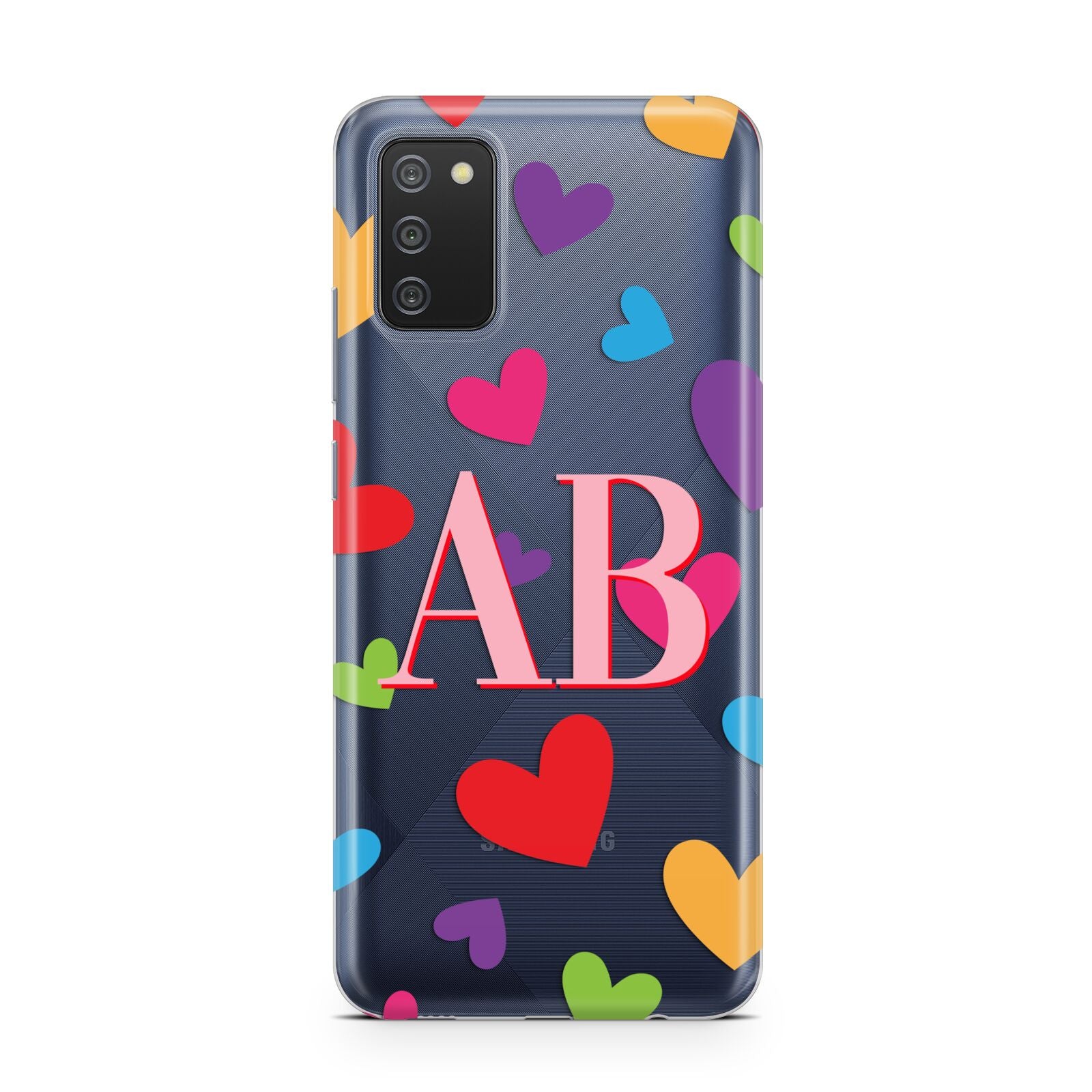 Contrast Initials Heart Print Samsung A02s Case