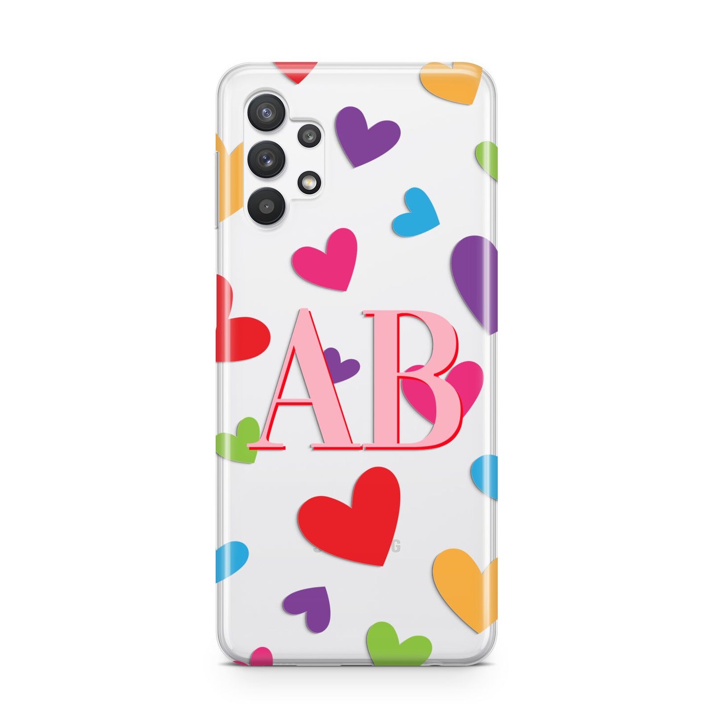 Contrast Initials Heart Print Samsung A32 5G Case