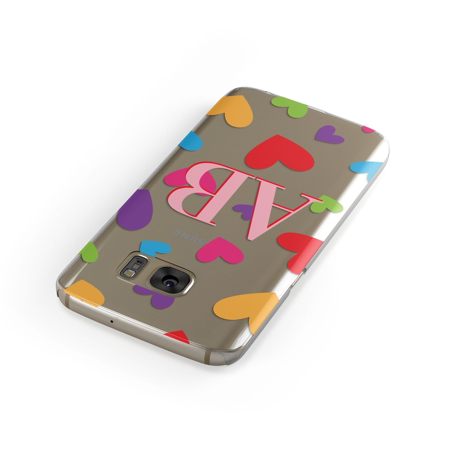 Contrast Initials Heart Print Samsung Galaxy Case Front Close Up