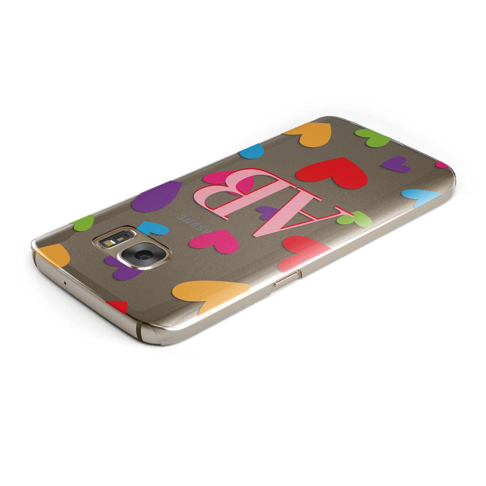 Contrast Initials Heart Print Samsung Galaxy Case Top Cutout