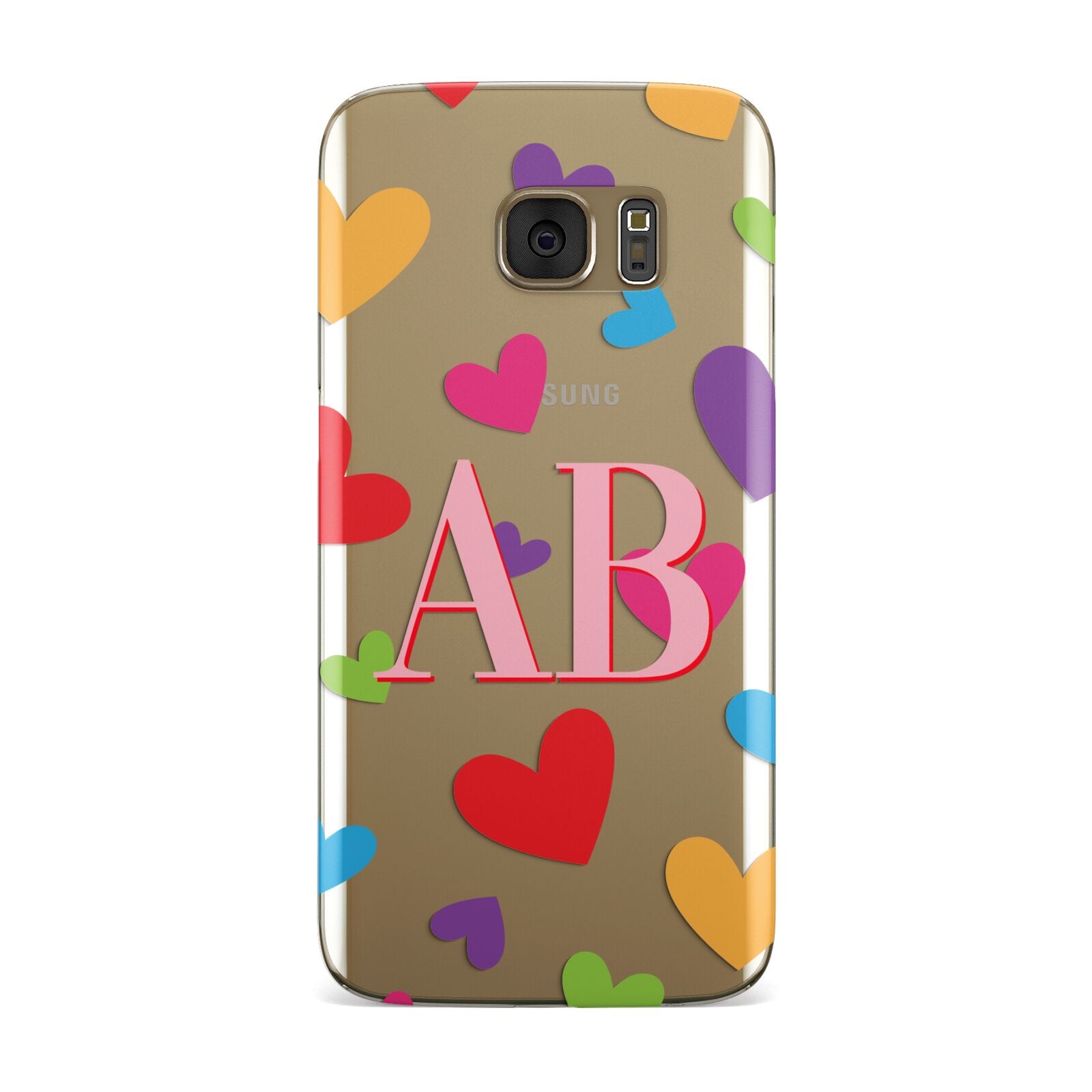 Contrast Initials Heart Print Samsung Galaxy Case