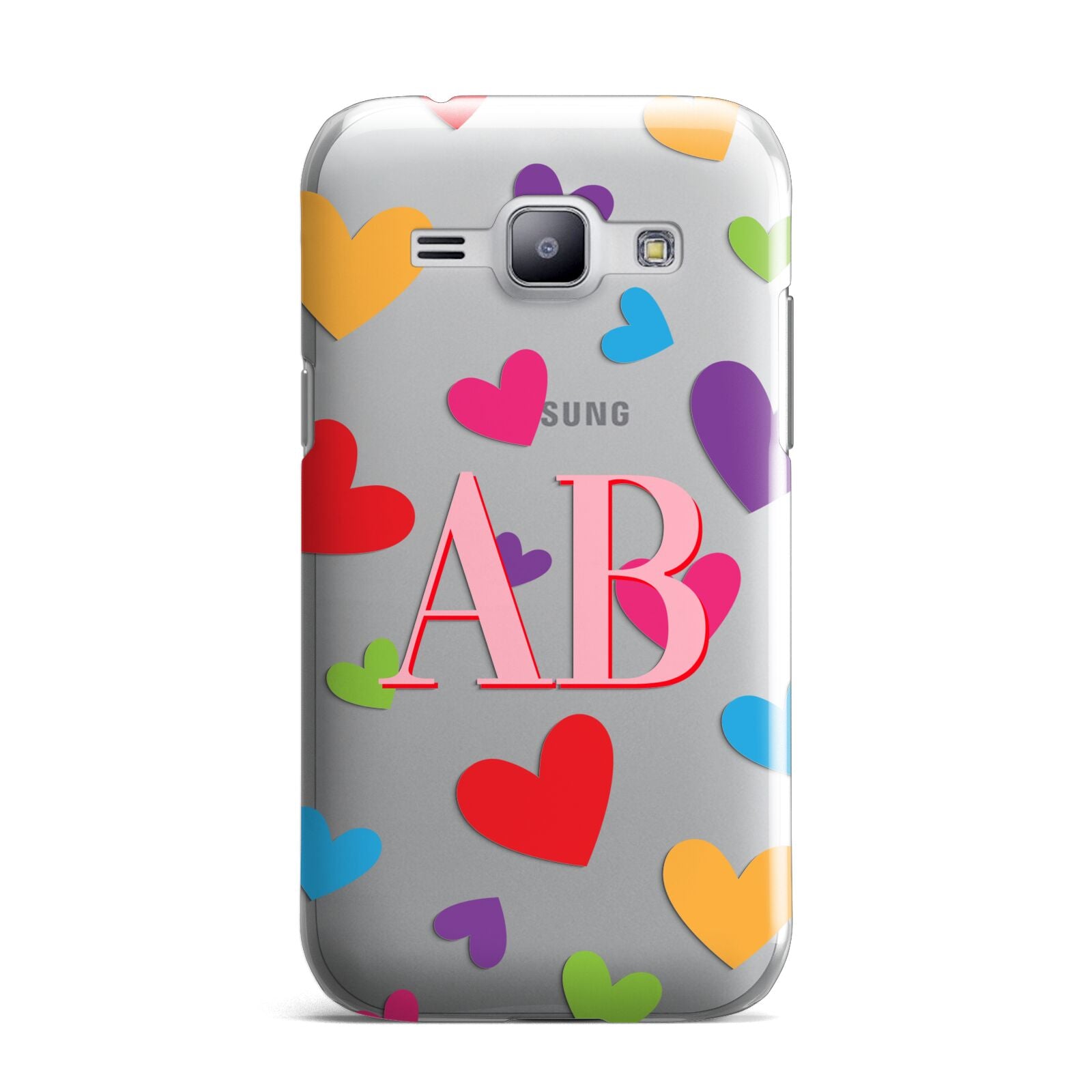 Contrast Initials Heart Print Samsung Galaxy J1 2015 Case