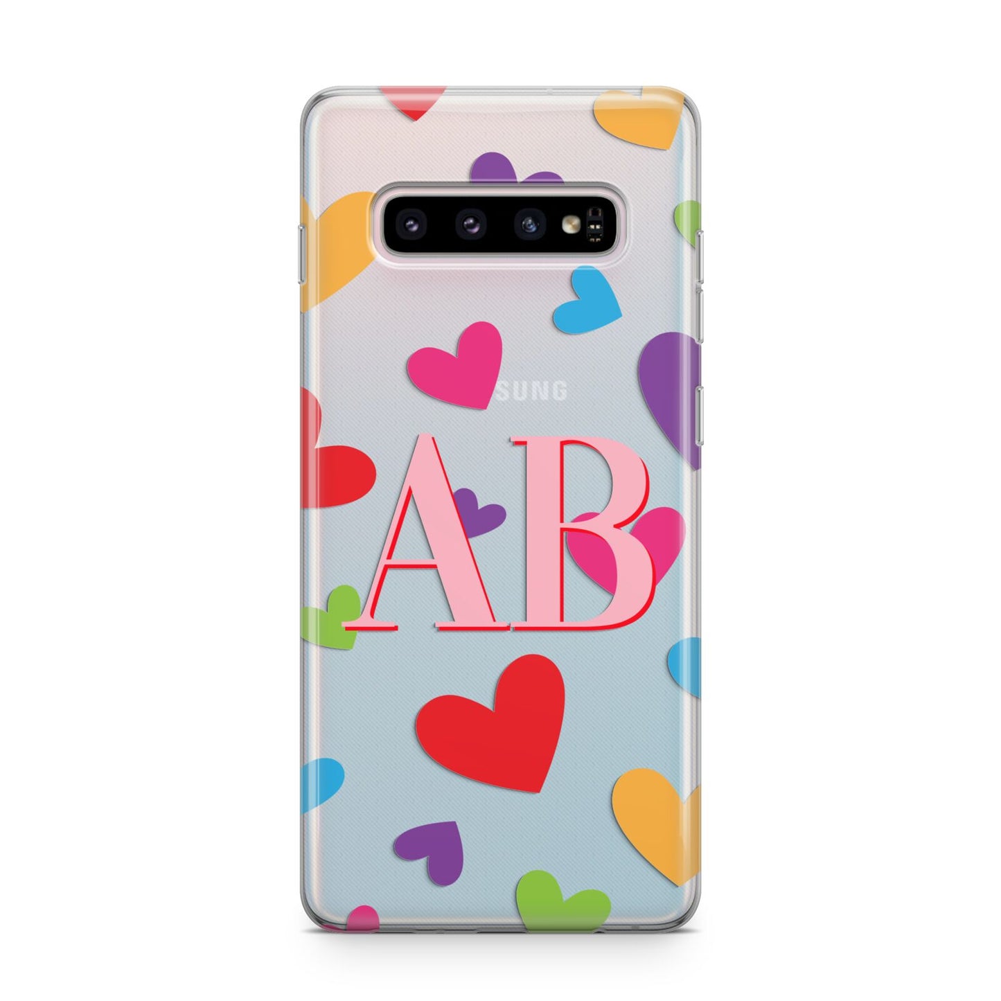 Contrast Initials Heart Print Samsung Galaxy S10 Plus Case