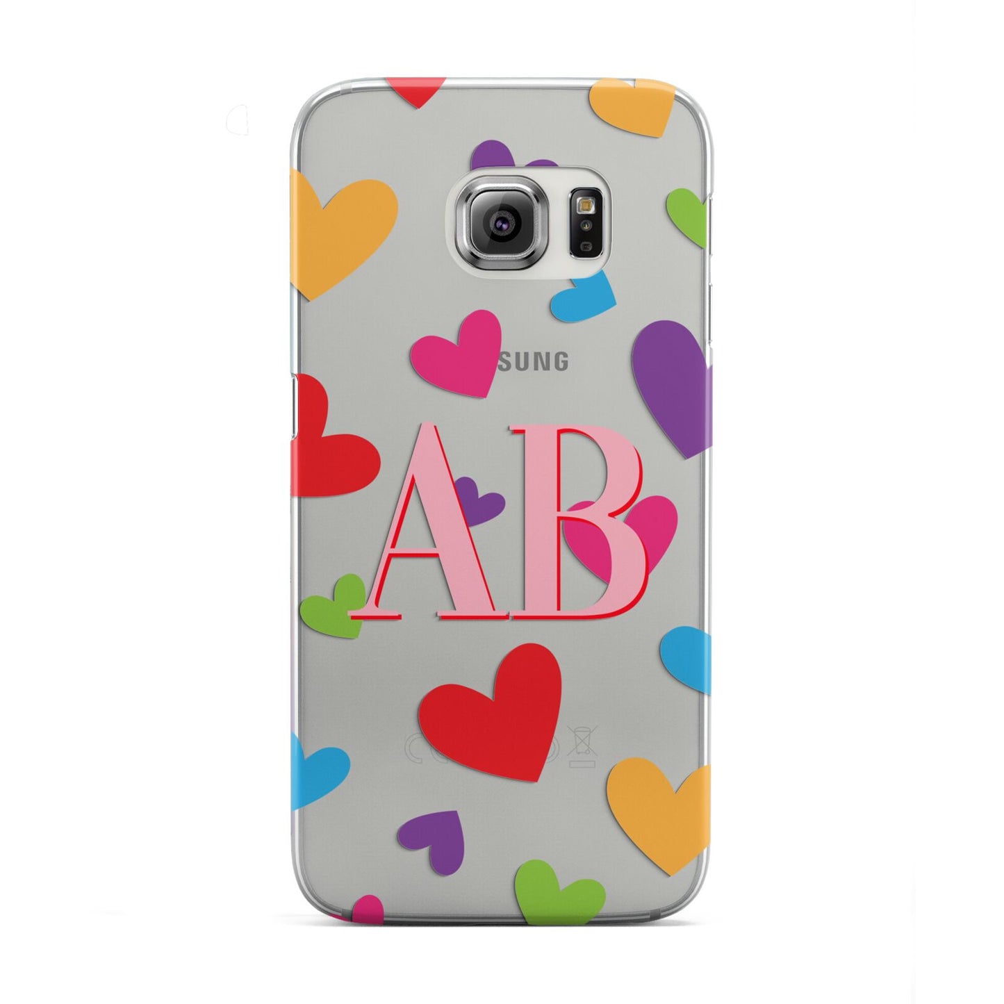 Contrast Initials Heart Print Samsung Galaxy S6 Edge Case