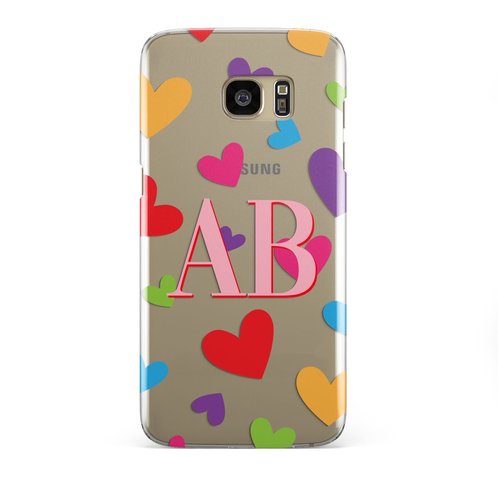 Contrast Initials Heart Print Samsung Galaxy S7 Edge Case