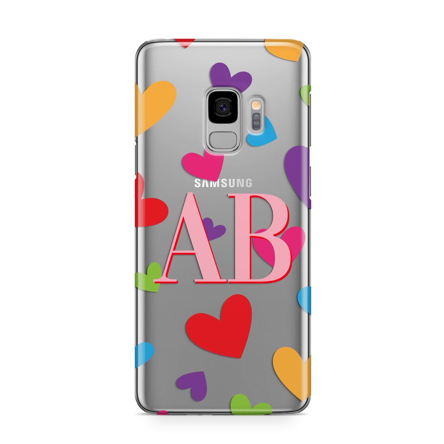 Contrast Initials Heart Print Samsung Galaxy S9 Case