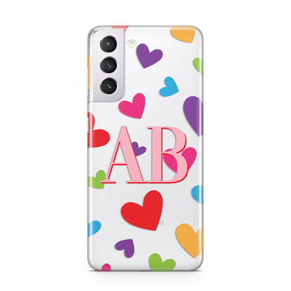 Contrast Initials Heart Print Samsung S21 Case