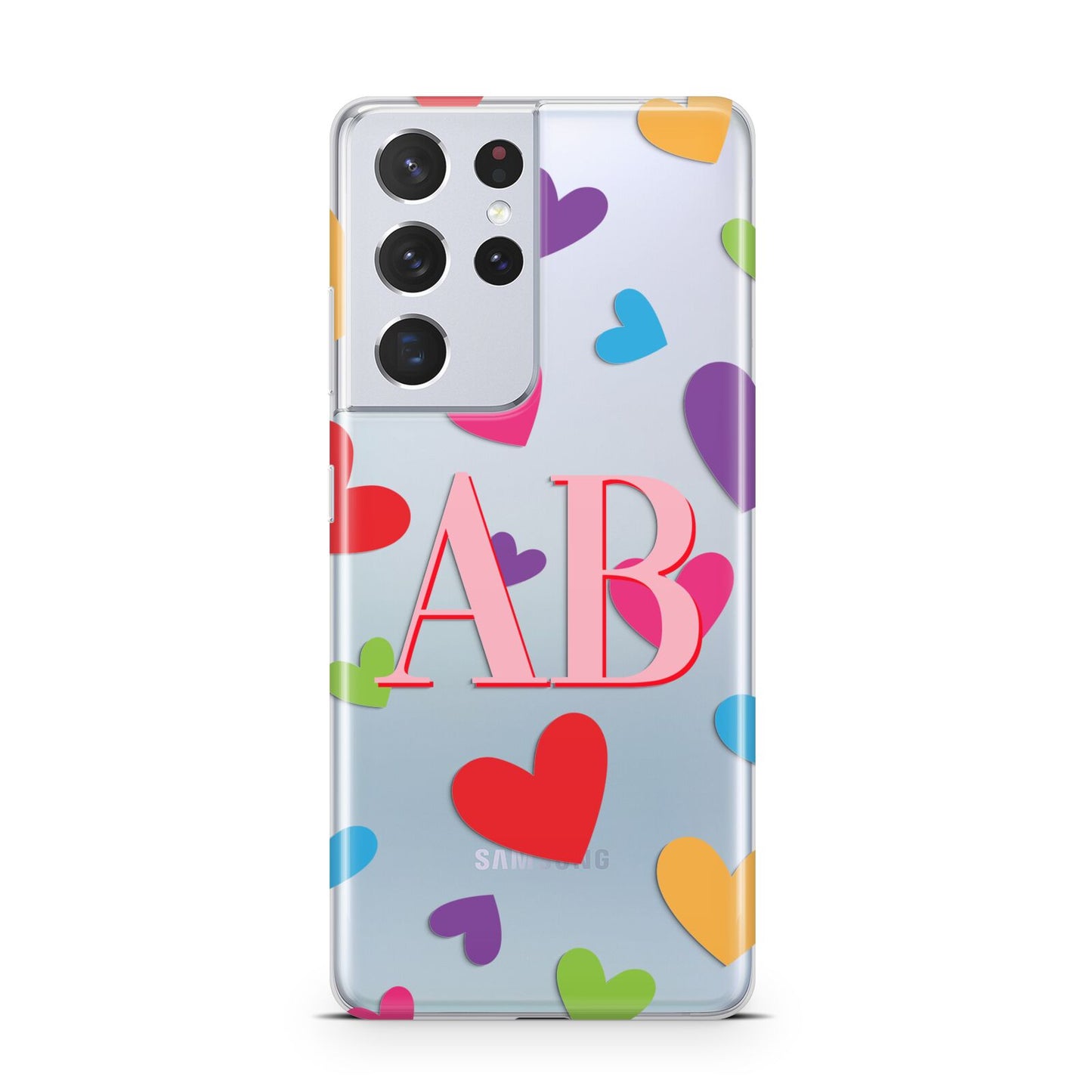 Contrast Initials Heart Print Samsung S21 Ultra Case