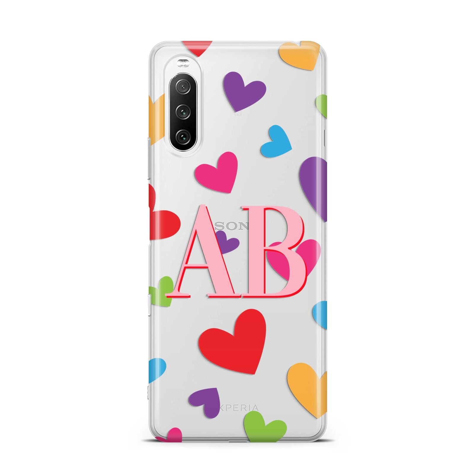 Contrast Initials Heart Print Sony Xperia 10 III Case