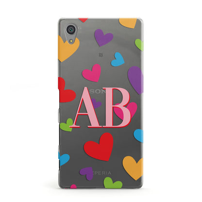 Contrast Initials Heart Print Sony Xperia Case